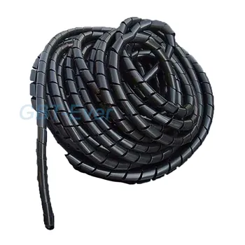 2~20 Metre 4 ~ 30mm Siyah Çizgi Organizatör Boru Koruma Esnek spiral sargı Sarma kablo tel Koruyucu kablo kılıfı Kapak Tüpü