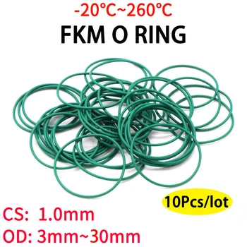 10 adet / grup CS 1.0 mm OD 3~30mm Yeşil FKM Flor Kauçuk O Ring Sızdırmazlık Contası Yalıtım Yağı Yüksek Sıcaklık Dayanımı