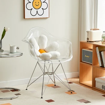 Ins İskandinav Minimalist Şeffaf Akrilik yemek sandalyeleri Yaratıcı Arkalığı Rahat Makyaj Dışkı Oturma Odası ev Mobilyaları