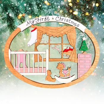 Noel Noel Baskı Noel Köpek Süs Ağacı Süsler Süs Süs Hediye Ev Avizeler Cam Açık Ve Koyu