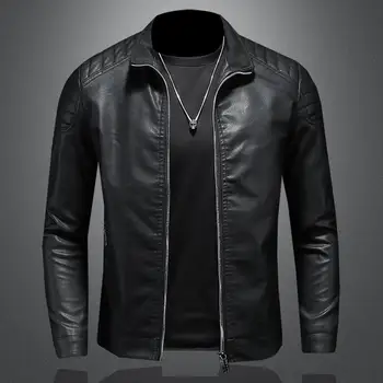 M-5XL erkek Ayakta Yaka Jacke, Motosiklet Giyim, Moda Trendi Kişiselleştirilmiş Deri erkek Ceket, Yeni 2023