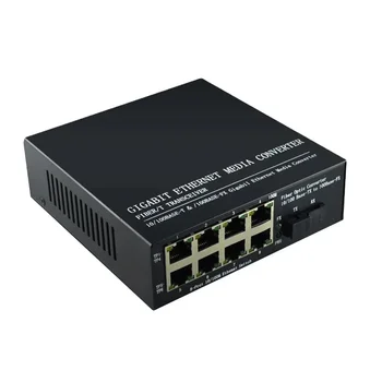 10/100 SC Tip 1 Fiber Bağlantı Noktası + 8 RJ45 Bağlantı Noktası Megabayt Ethernet Ortam Dönüştürücü