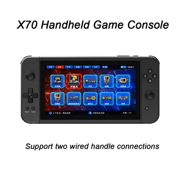 Yeni X70 7 İnç HD Ekran Retro video oyunu Konsolu 32G / 64G 10 Simülatörleri El oyunları Desteği İki Oyuncu için FBA/GBA / SFC