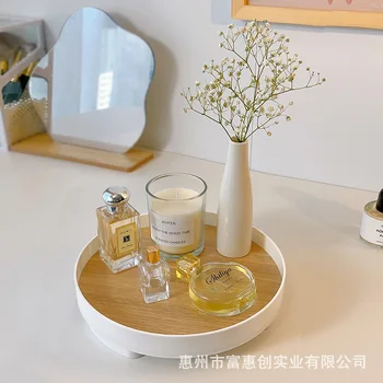 Masaüstü ahşap tepsi sundurma anahtar dekorasyon tuvalet masası aromaterapi parfüm kozmetik depolama tepsisi