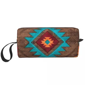 Boho Navajo Vintage Türk Kilim Elmas Desen Seyahat makyaj çantası Kozmetik Makyaj Organizatör Güzellik Depolama Dopp Kiti
