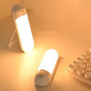 Yaratıcı Akıllı İnsan Vücudu Sensörü Gece Lambası USB şarj edilebilir led lamba Yatak Odası komodin Yalan Düz Lamba