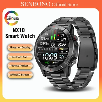 SENBONO 2023 Erkekler Smartwatch Bluetooth Çağrı AMOLED Her Zaman Ekranda IP68 Su Geçirmez Spor İzci akıllı saat mate 60 pro için