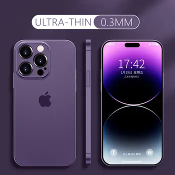 Ultra ince Mat Telefon Kılıfı için iPhone 14 12 13 11 Pro Max 12 Mini XS X XR 8 7 Artı SE 2020 Sert PC Darbeye Dayanıklı arka kapak Coque