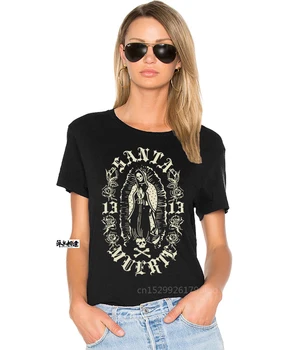 Gotik Santa Muerte T Shirt Erkek Yenilik Kısa Kollu Pamuklu Bayan Kutsal Ölüm Tee Meksika kafatası tişört Korku harajuku Tops