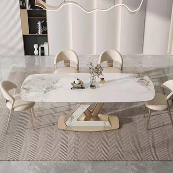 Yemek masası seti Paslanmaz Çelik Altın Masa Yemek Masaları 4 6 Sandalye Manikür Mesa De Cocina Ev Mobilyaları