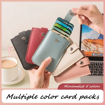 Basamaklı PU gizli kart tutucu, çoklu kart yuvalı kredi kart tutucu, ca'yı saklamak için geçmeli kapaklı kartvizitlik