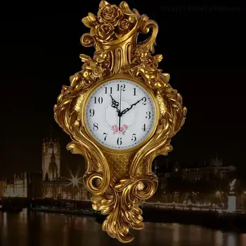 Altın Vintage duvar saati Büyük 3d Tasarım Moda Gümüş Antika duvar saati İç Orologio Da Parete Odası Süsler AB50WC