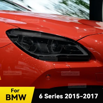 BMW 6 Serisi için F06 F12 F13 2015-2017 Araba Far Füme Siyah TPU koruyucu film Ön İşık Tonu Renk Değiştiren Etiket