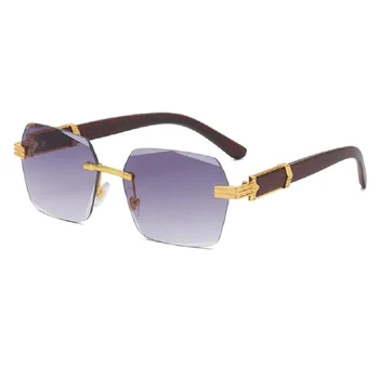 Foxı Pipi Marka Moda Vintage Luxurywooden Çerçevesiz Kare Degrade güneş gözlüğü Kadın Ve Erkek Oculos De Sol
