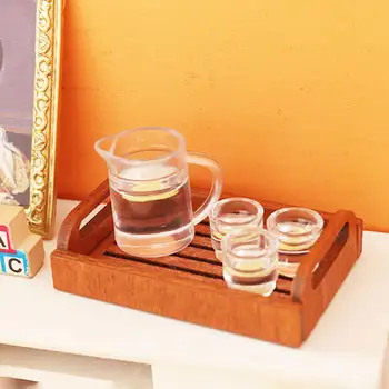 Mini Fincan seramik karo Gerçekçi Minyatür Ev İçecek Seti Limonata Portakal Suyu Kahve Süt Aksesuarları Dekorasyon için Yüksek