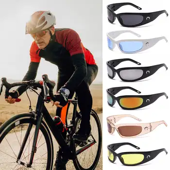 Moda Unisex Göz Kamaştırıcı Spor Bisiklet güneş gözlüğü Gelecek Anlamda Hilal Tarzı Açık Hava Etkinliği Sürüş Gözlük UV400 Güneş Gözlüğü