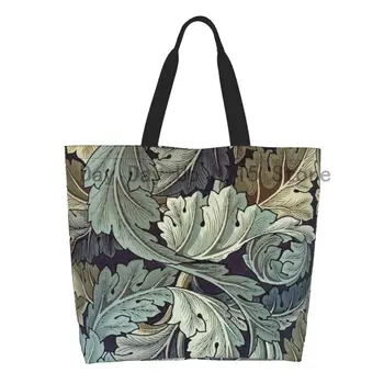 William Morris tarafından Bakkal Alışveriş Çantası Baskılı Tuval Shopper Omuz Tote Çanta Büyük Kapasiteli Yıkanabilir Tekstil Desen Çanta