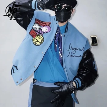 Hip Hop Streetwear Erkekler Goth Koyu Mektup Nakış Ceket Ceket Harajuku Y2K Beyzbol üst Giysi Gevşek Kadın Punk Dış Giyim