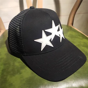 Yaz AMR Şapka Beyaz Deri Yıldız beyzbol şapkası Gelgit Marka Ördek Dil Hip Hop Şapka Trend Güneş Gölgeleme Kap şoför şapkası Siyah