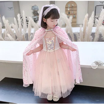 Kızlar Prenses Kostüm Pelerin Kapşonlu Anna Elsa Pelerin Aurora Rapunzel Fantezi Parti Mantel Elbise Çocuk Parti Aksesuarları