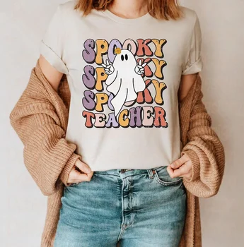 Ürkütücü Öğretmen Gömlek Cadılar Bayramı Ürkütücü Öğretmen Harika Gömlek Kısa Kollu Üst Tees 100 % cctton Moda Streetwear Harajuku goth y2k
