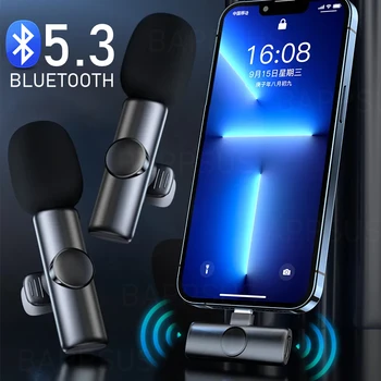 Kablosuz Yaka Mikrofonu C Tipi Taşınabilir Ses Video Kayıt Mini Mikrofon iPhone Android için Canlı Yayın Oyun Telefon Mikrofon