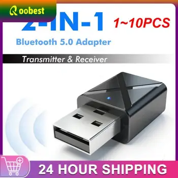 1~10 ADET 5.0 Bluetooth Ses Alıcısı Verici Mini 3.5 mm AUX Jack Stereo Bluetooth Verici TV PC İçin Araba USB Kablosuz