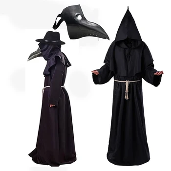 Veba Doktor Kostümleri Veba Doktor Maskesi Siyah Ölüm Cadı Cosplay Maske Cadılar Bayramı Kostümleri Erkekler için Yetişkin Buhar Serseriler Maske