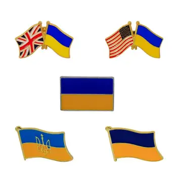 Ukrayna bayrağı alaşım broş İngiliz ve Amerikan bayrağı metal rozet Aksesuar pimleri toptan arkadaşlara Hediye