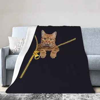 Yaramaz Kedi, kedi Zip Yırtık Battaniye Yumuşak Sıcak Pazen Atmak Battaniye Yatak Yatak Oturma odası Piknik Seyahat Ev Kanepe