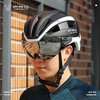 MTP Entegre Lens Bisiklet Kask Erkekler Kadınlar Güvenli Kapaklı Gözlük Dağ bisiklet kaskı MTB Şapka Nefes Yol Bisiklet Kask