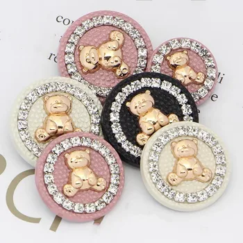 Sevimli çocuk Ceket Örgü Kazak Elmas Ayı Metal Düğmeler 6 adet / grup Dikiş Yuvarlak Dekoratif Düğmeler