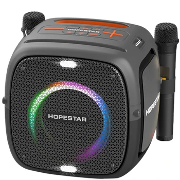 HOPESTAR taşınabilir kablosuz bluetooth hoparlör 80W yüksek güç Stereo çift mikrofon açık ev Karaoke Subwoofer RGB ışık