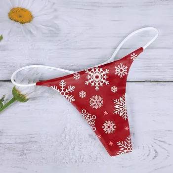 Bikini Külot Kadınlar İçin Seksi G-String Thongs Noel Büyük Kafa Elk Baskı Külot Tanga Düşük Bel Dikişsiz Bayanlar Külot L4