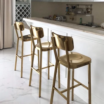 Özel İskandinav mobilya ışık lüks Bar Taburesi Paslanmaz Çelik Bar Tabureleri Yüksek ayak bar sandalyesi arkalığı ferforje bar sandalyesi s