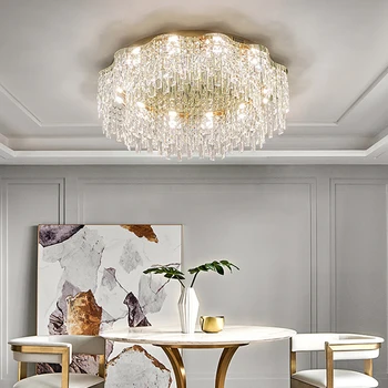 Dalga Kenar Uzaktan LED tavan ışıkları Kristal Yeni Trend Tavan Lambaları yatak odası dekoru modern ev dekorasyonu Lüks Altın Cilalar