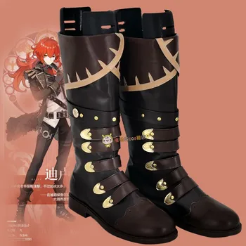 Oyun Genshin Darbe Diluc Ragnvindr Cosplay Ayakkabı Cadılar Bayramı Partisi Cosplay Erkek Botları Komik Anime Genshin Cosplay Kostüm Prop