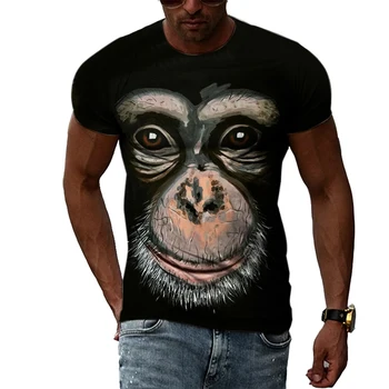 Yaz Trendly Erkekler Komik Maymun Grafik T Shirt Moda Tadı Rahat Kişilik baskılı tişört Hip Hop Sokak Stili Tees En