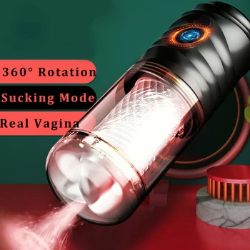 Otomatik Rotasyon Erkek Masturbator Erkekler için Penis Pompası Vibratör Yetişkinler için Penis Dayanıklılık Egzersiz Gerçek Vajina Seks Oyuncakları 18+