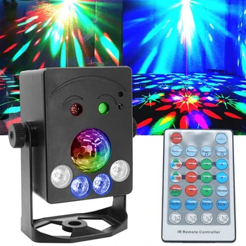 4IN1 parti DJ disko lazer ışıkları uzaktan kumanda ile ses aktif sihirli top sahne Strobe aydınlatma etkisi süslemeleri lamba