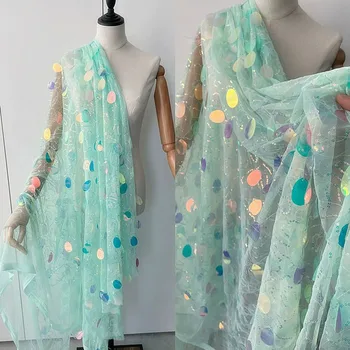 Yeni 3X4 CM Su Damlacık Şekilli Pullu Illusion Pembe Yeşil Tasarımcı Kumaş Pullu Performans Elbise Düğün Glitter Parlak Kumaş