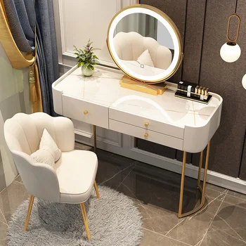 Tuvalet masa lambası Lüks Kaya Kurulu Yatak Odası Tuvalet Masası Modern Minimalist Makyaj Dolabı Comoda Pra Quarto Mobilya