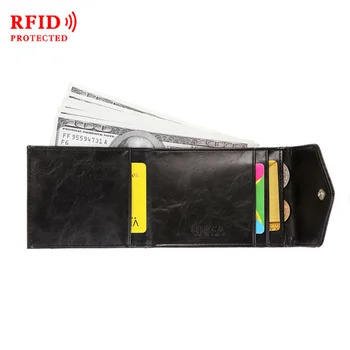 RFID Anti Hırsızlık Erkekler Sıfır Cüzdan Yaratıcı kartvizit kutusu KIMLIK Kredi kart tutucu Retro Desen Toka Çanta Banknot Para Klip