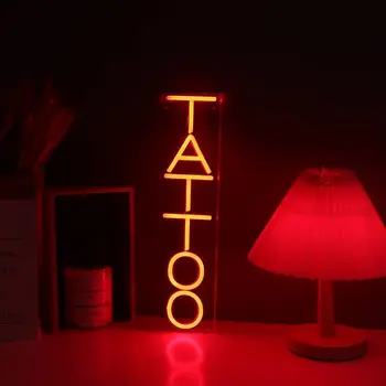 DÖVME Neon ışık duvar İşareti Dövme Salonu Stüdyo Dükkanı LED eğlenceli Duvar sanat dekoru İş Mağazaları için Logo Pencere Ekran Adam Mağara