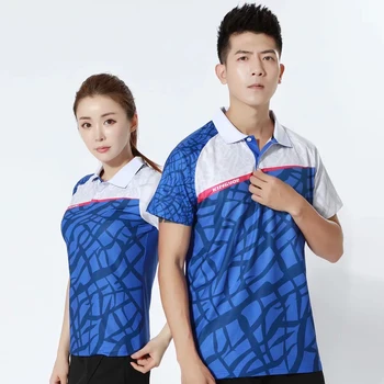 Kadın Tenis Gömlek V Boyun Badminton koşu üst giyim Tee Spor Hızlı Kuru Erkekler Masa Tenisi T Shirt Eğitim Exericises Kısa Kollu