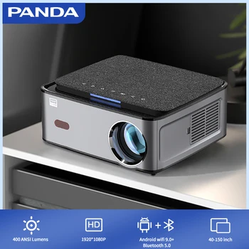 PANDA P1 Akıllı ev Sineması projektörü Büyük Ekran 1080P Video LED Full HD 6000 Lümen Android 9.0 Wifi Bluetooth Oyun Hazır