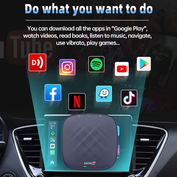 CarPlay Aı Kutusu Android 13 8 + 128G QCM6125 8 Çekirdekli Kablosuz CarPlay Android Otomatik Araba Oynatma Akış Kutusu Netflix YouTube IPTV