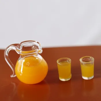 Reçine Portakal Suyu Bebek Aksesuarları İçecekler Sürahi Fincan Mini Bebek Aksesuarları Minyatür Aksesuarları