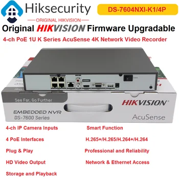 Hikvision NVR DS-7604NXI-K1 / 4 P 4-ch PoE 1U K Serisi AcuSense 4 K Akıllı Fonksiyonu HD Video Çıkışı Orijinal İki Yönlü Ses
