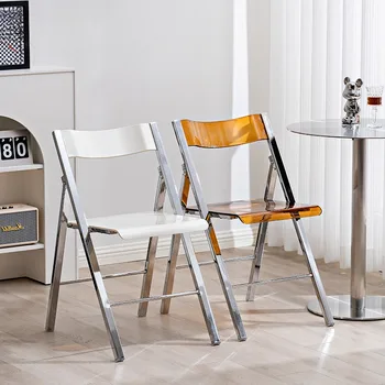 İskandinav şeffaf ışık lüks ev high-end ınternet ünlü tasarımcı basit plastik katlanır yemek sandalyesi şezlong